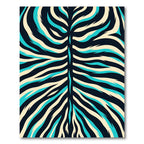 Aqua Cream Tiger Stripe Accent Rug
