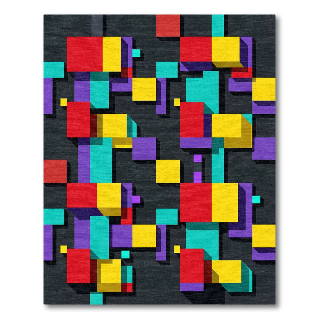 Geometric Multicolored Abstract Block Grid Rug
