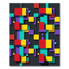 Geometric Multicolored Abstract Block Grid Rug