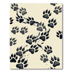 Black Paw Print Scattered Ink Rug