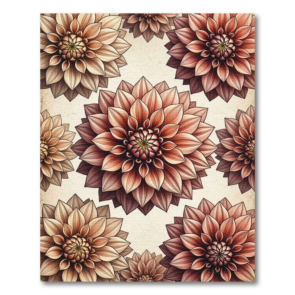 Earthy Tone Dahlia Blossom Spread Rug