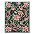 Elegant Pink Phoenix and Peony Garden Rug