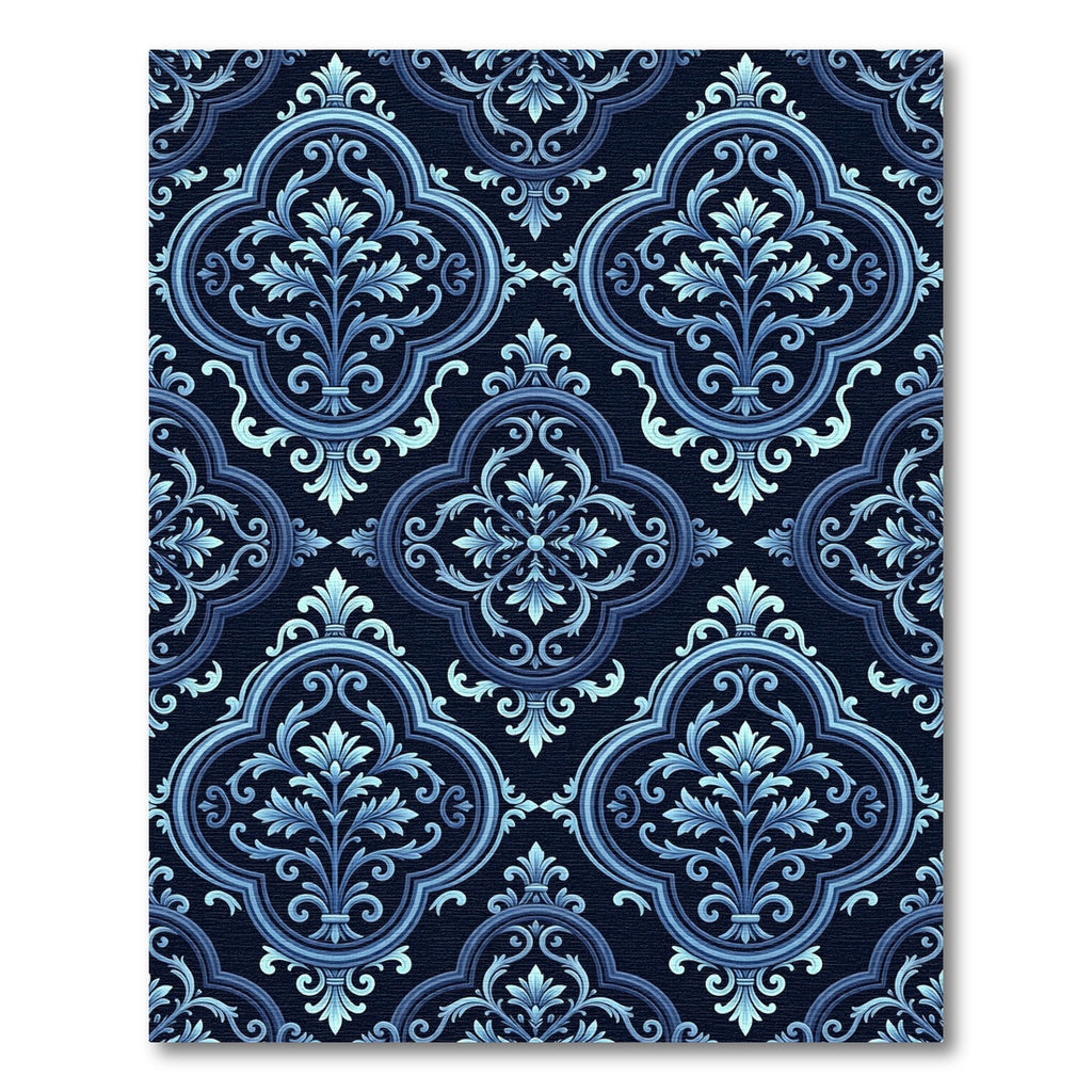 Deep Blue Royal Quatrefoil Medallion Rug
