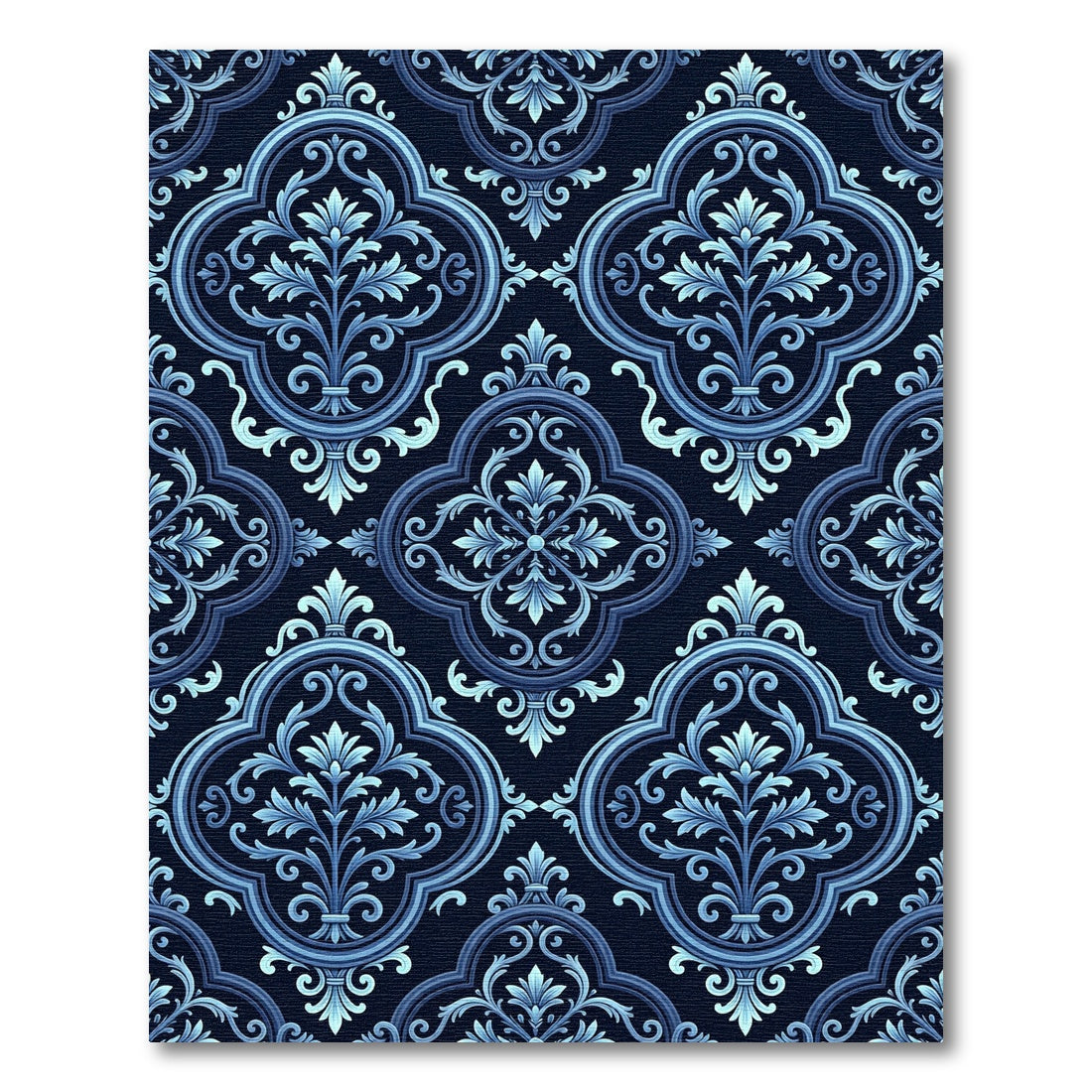 Deep Blue Royal Quatrefoil Medallion Rug