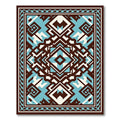 Brown Aqua Geometric Abstract Statement Rug