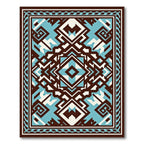 Brown Aqua Geometric Abstract Statement Rug