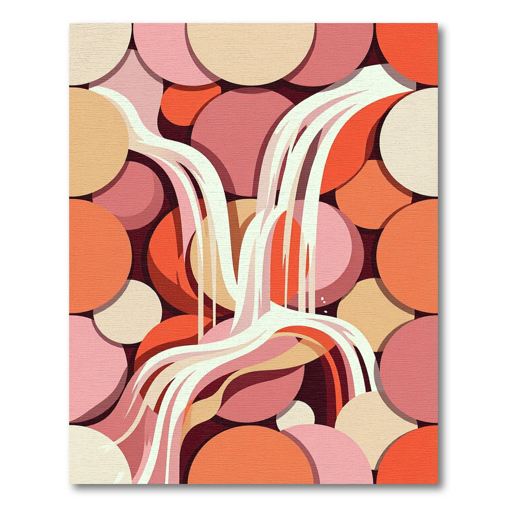 Warm Peach Circles Flowing Waterfall Rug