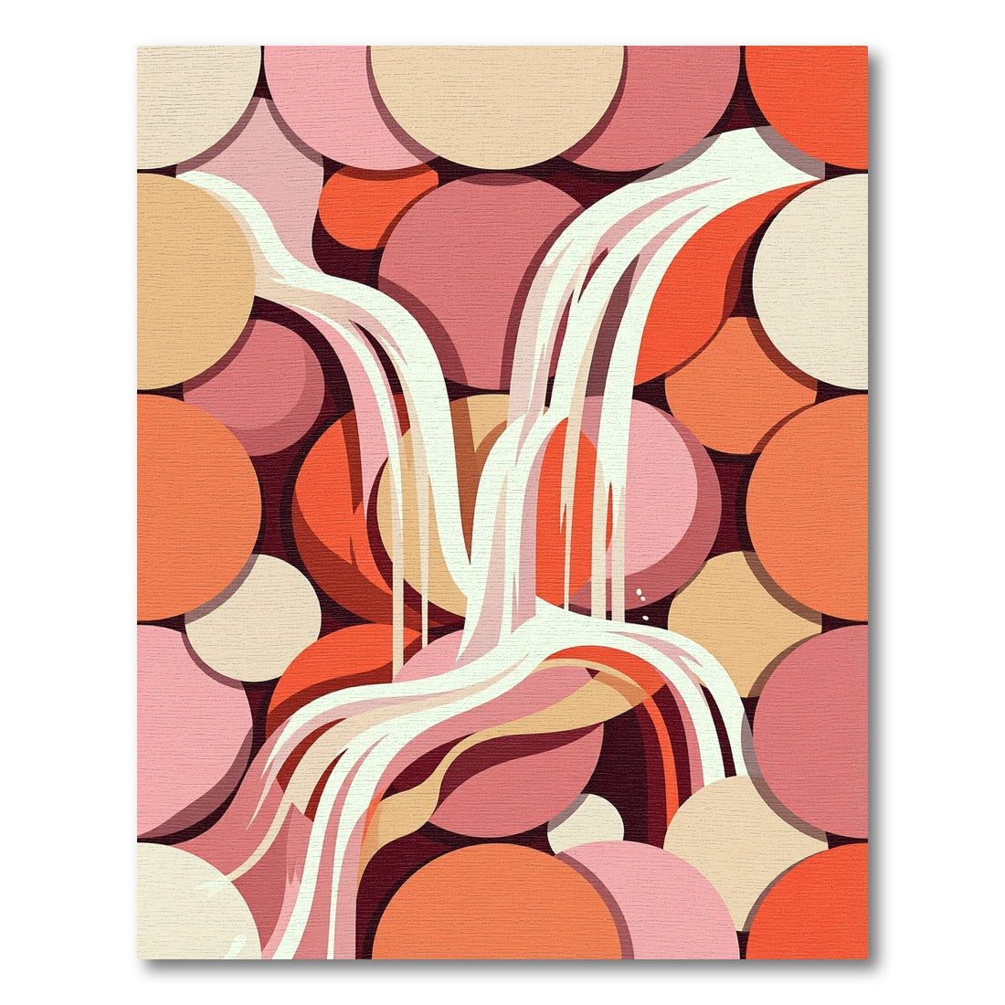 Warm Peach Circles Flowing Waterfall Rug