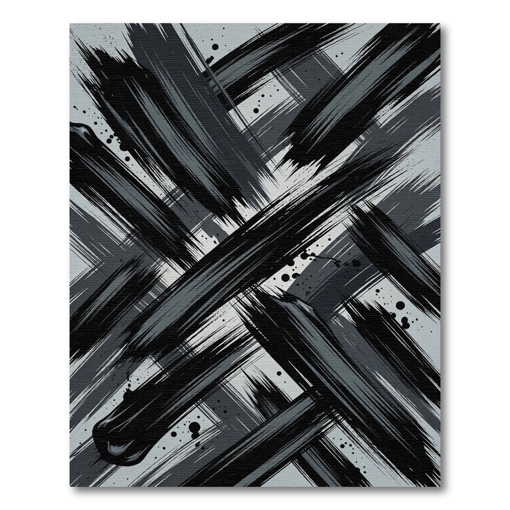 Monochrome Abstract Brush Stroke Rug
