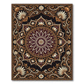 Ornate Dark Chocolate Gold Floral Medallion Rug