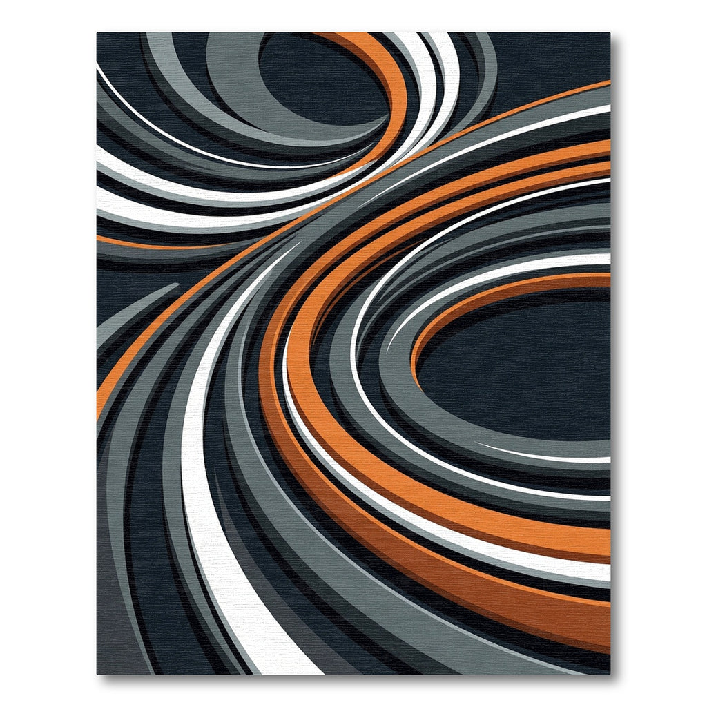 Modern Abstract Orange and Gray Swirls Rug