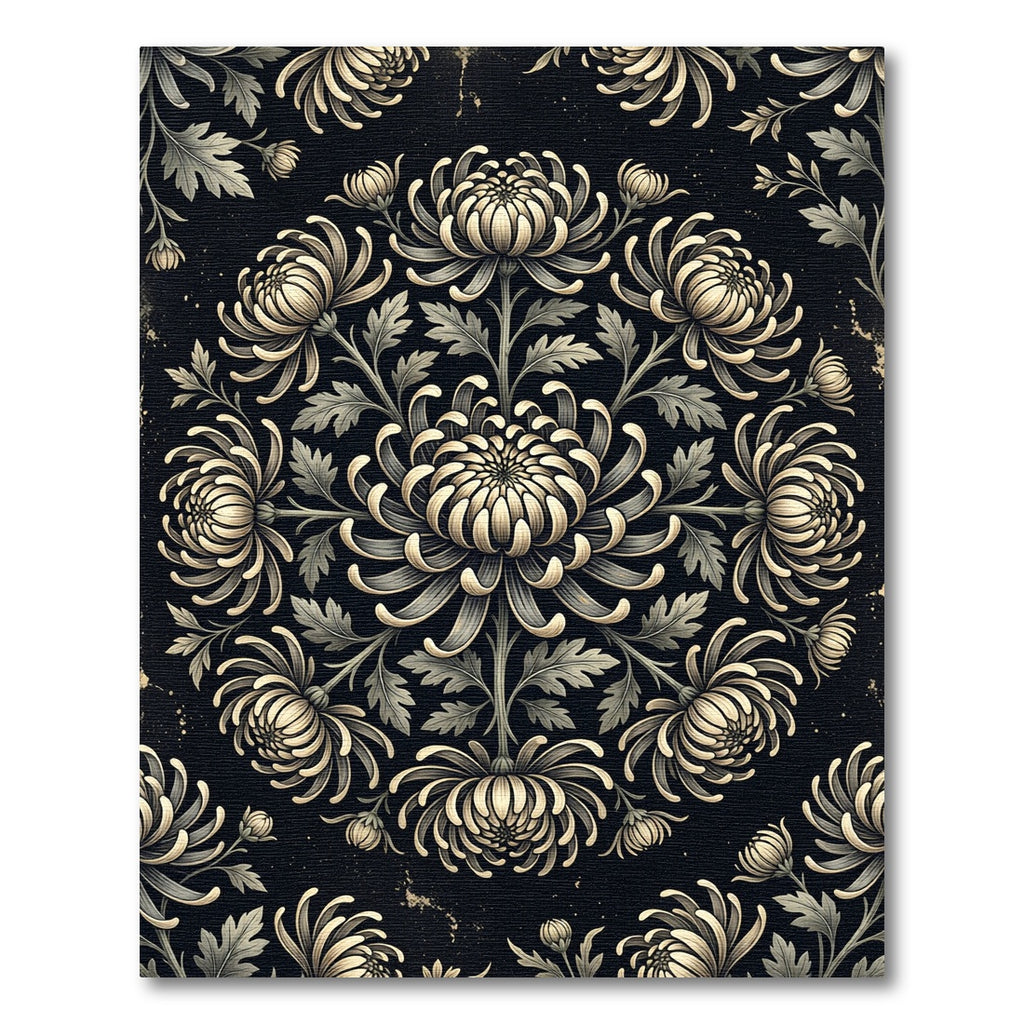 Monochromatic Floral Medallion Composition Rug