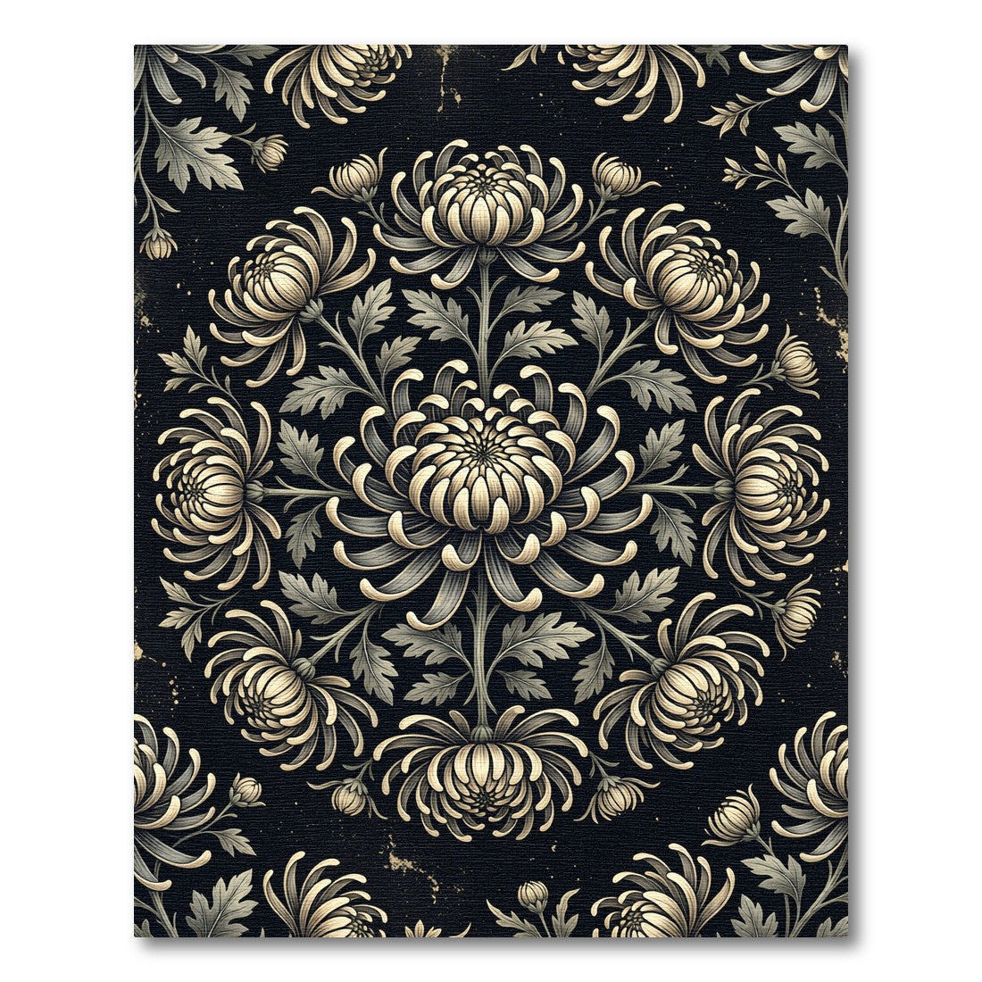 Monochromatic Floral Medallion Composition Rug