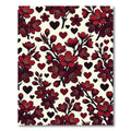 Deep Red Blossom Hearts Pattern Rug