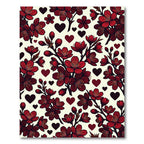 Deep Red Blossom Hearts Pattern Rug