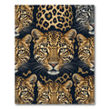 Golden Leopard Fur Animal Face Tiled Rug
