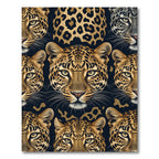 Golden Leopard Fur Animal Face Tiled Rug