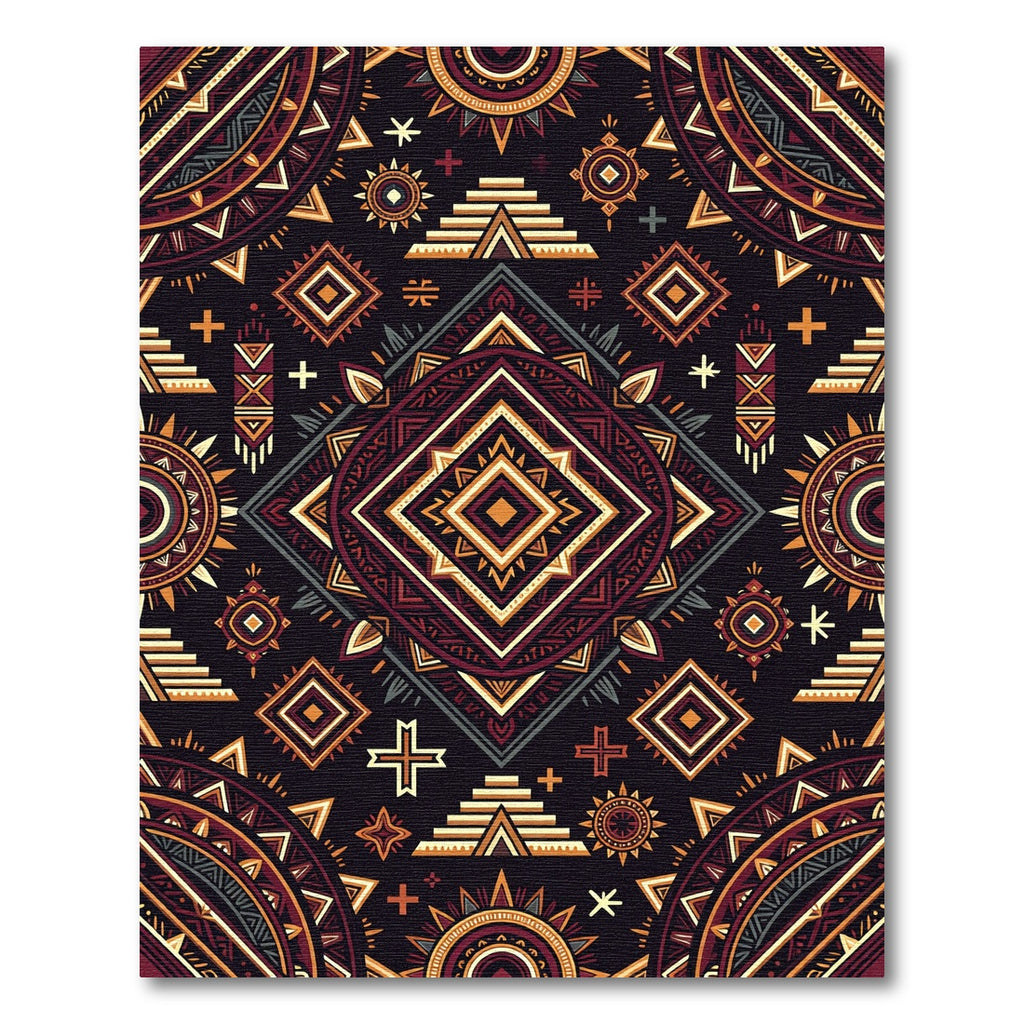 Earthy Aztec Geometric Diamond Art Rug