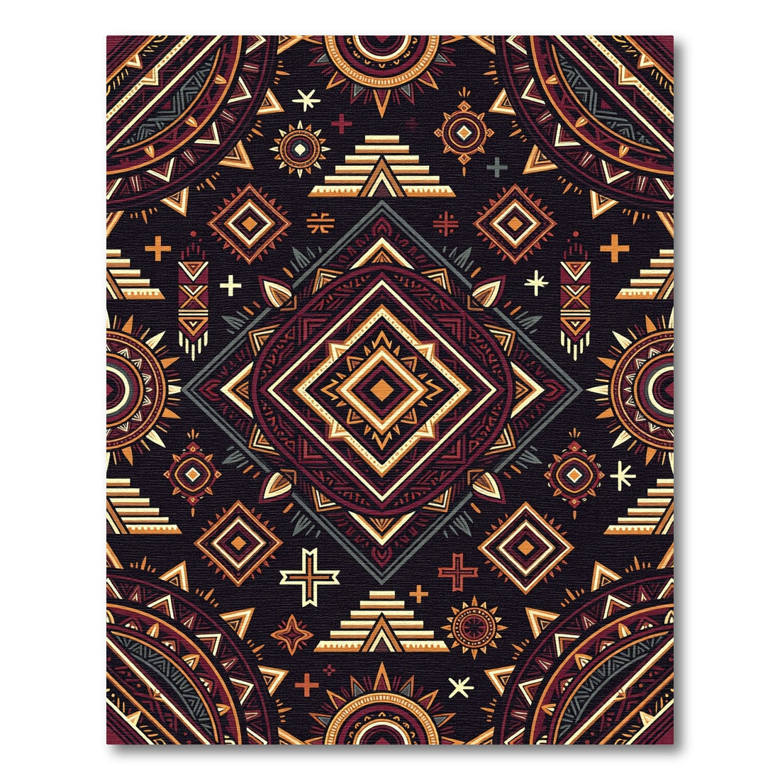Earthy Aztec Geometric Diamond Art Rug
