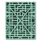 Mint Green Geometric Intersecting Lattice Rug