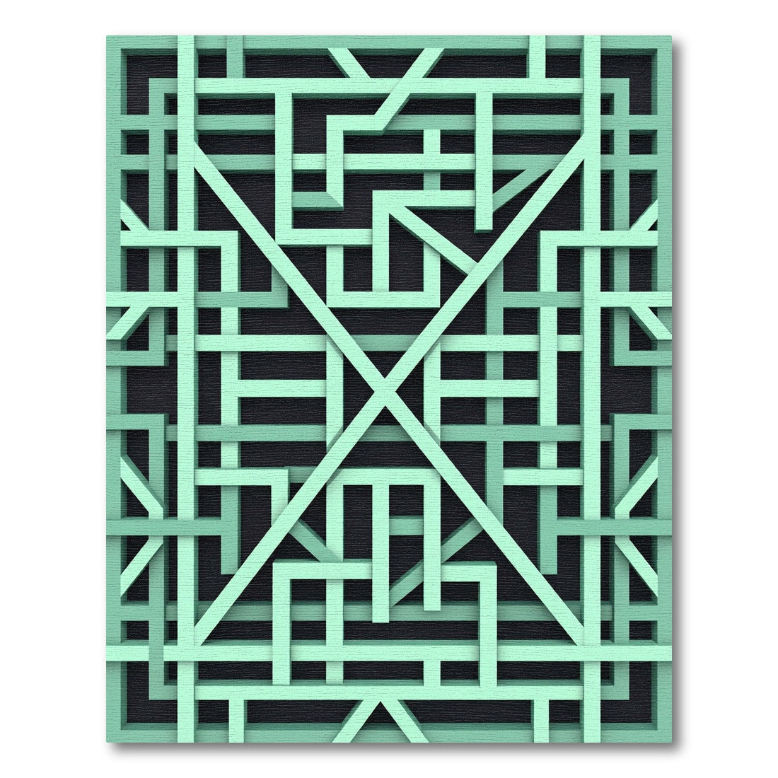 Mint Green Geometric Intersecting Lattice Rug