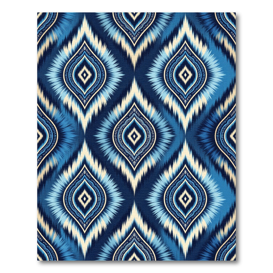 Indigo Blue Ikat Diamond Tile Rug