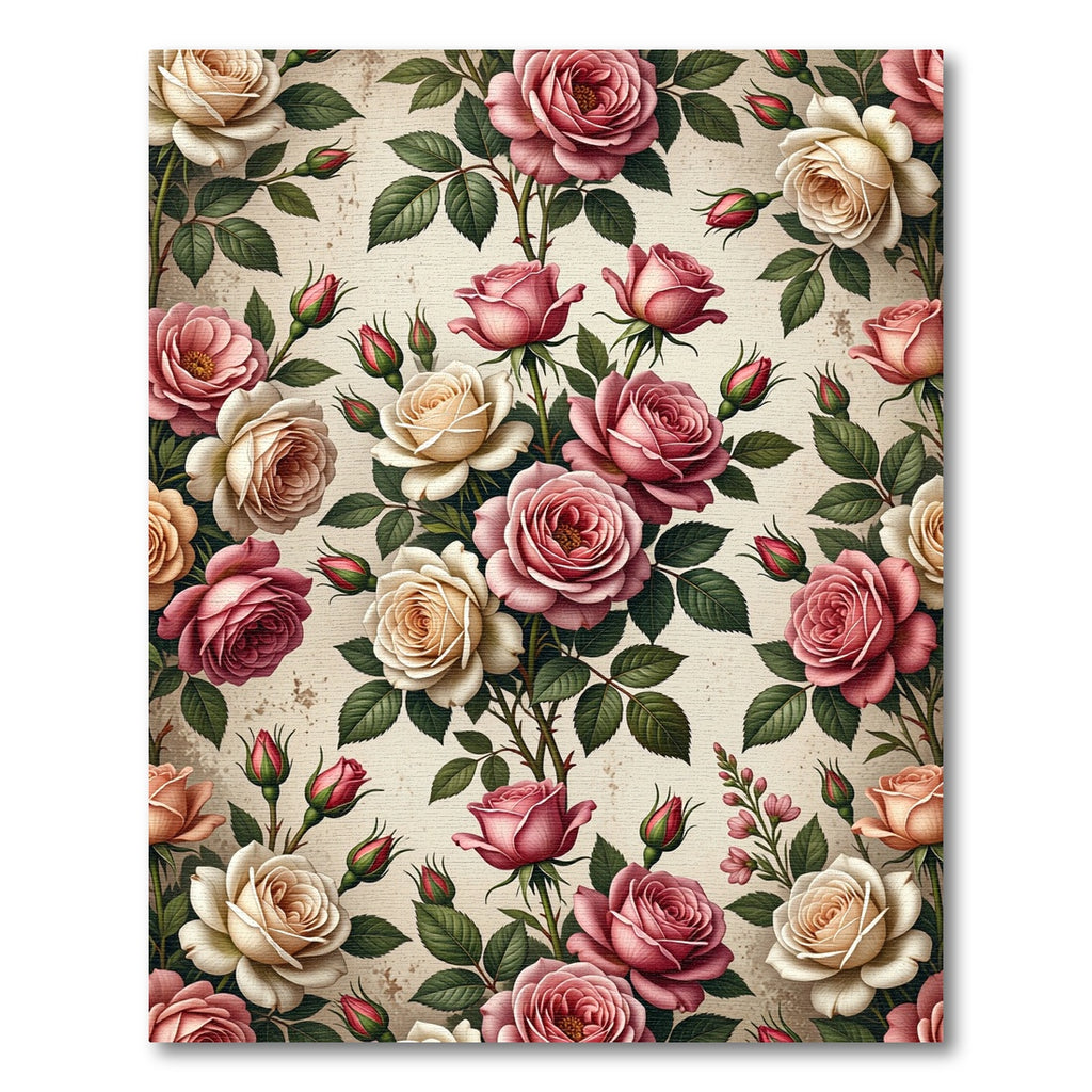 Vintage Romantic Rose Garden Bloom Rug