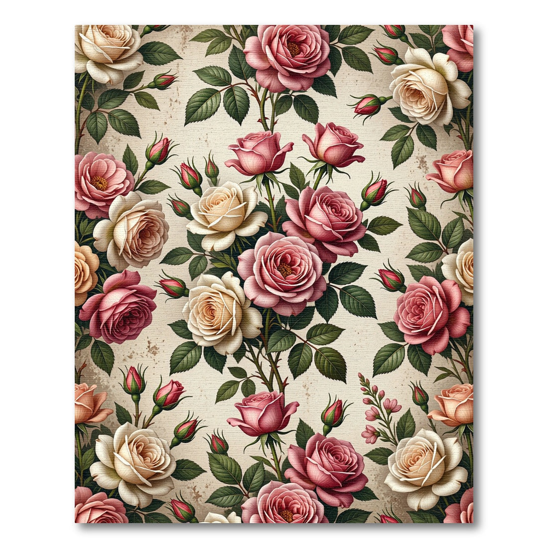 Vintage Romantic Rose Garden Bloom Rug