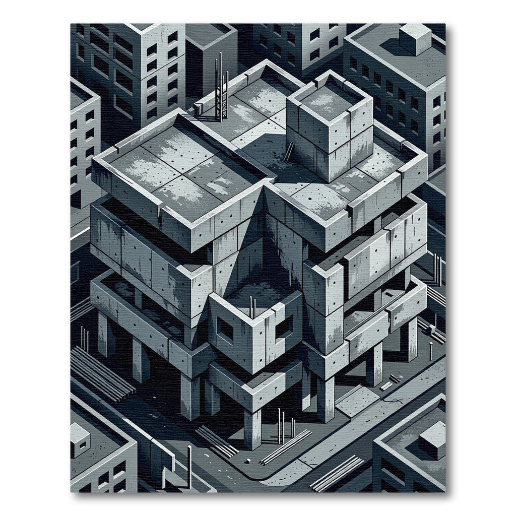 Modern Concrete Brutalist Cityscape Rug