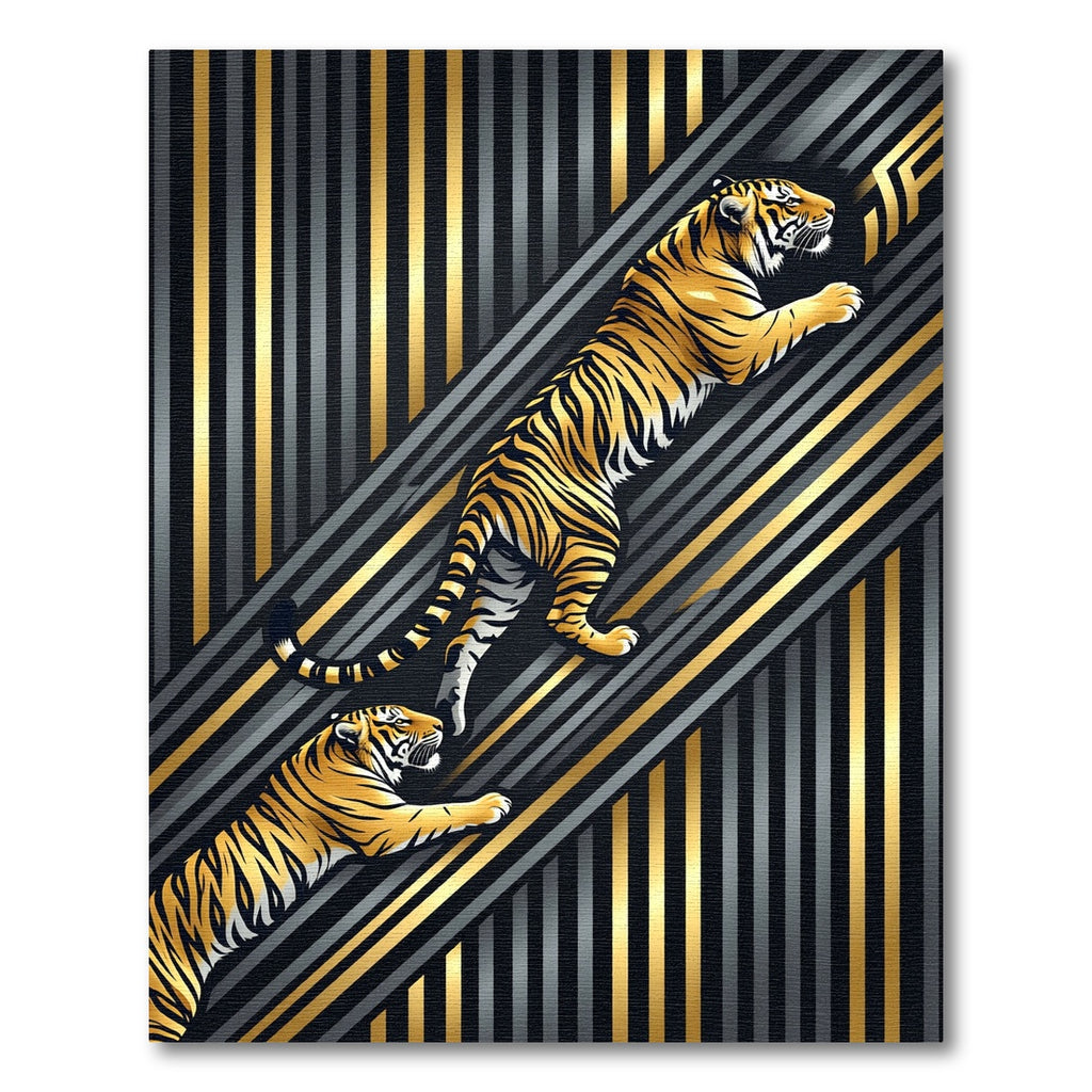 Golden Tiger Art Deco Stripe Rug