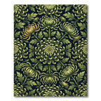 Vintage Sage Chrysanthemum Dark Botanical Rug