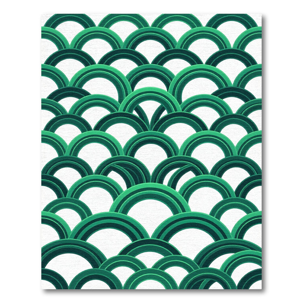 Modern Emerald Green Arched Scale Rug