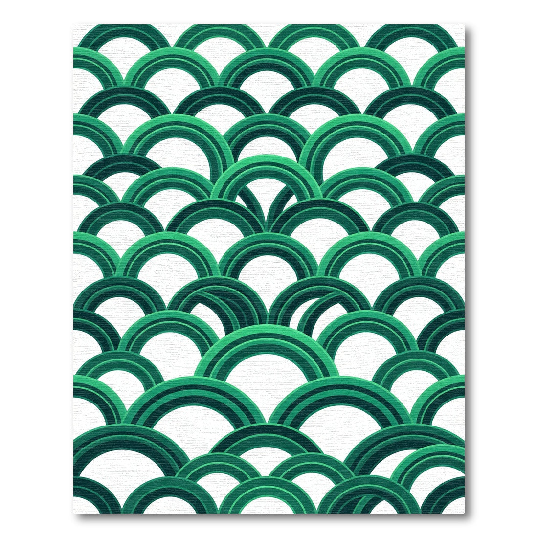 Modern Emerald Green Arched Scale Rug