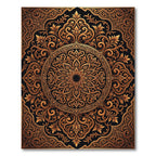 Gilded Ornate Floral Mandala Scrollwork Rug
