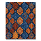 Ornate Navy and Copper Damask Medallion Rug