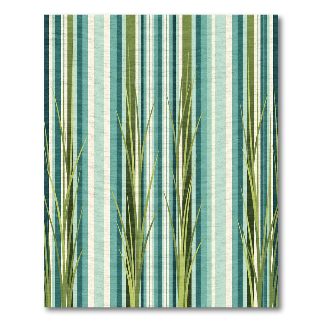Coastal Green Grassy Stripes Rug