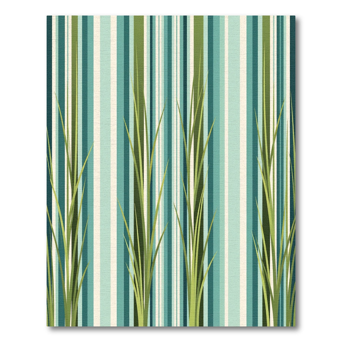Coastal Green Grassy Stripes Rug