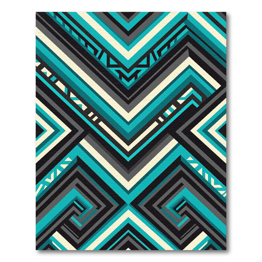 Geometric Teal And Charcoal Angular Illusion Rug