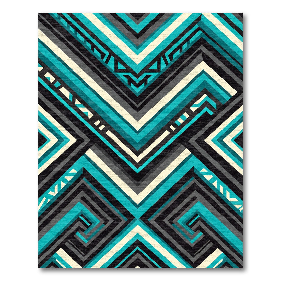 Geometric Teal And Charcoal Angular Illusion Rug