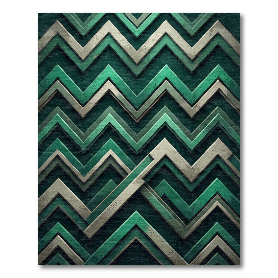 Modern Emerald Green Chevron Geometric Rug
