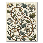 Elegant Cream Botanical Scroll Vine Rug