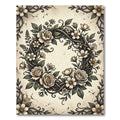 Vintage Floral Wreath Sepia Botanical Rug