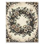 Vintage Floral Wreath Sepia Botanical Rug