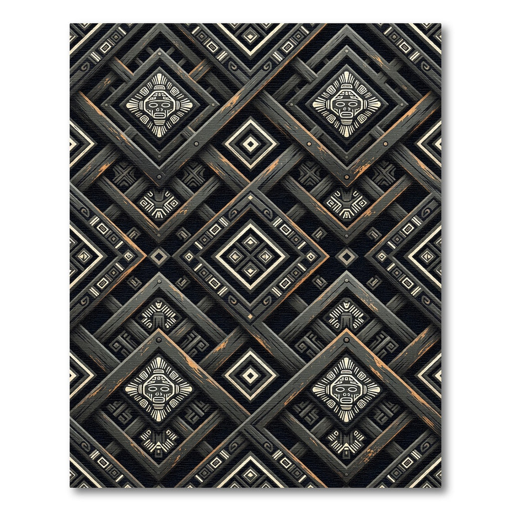 Tribal Face Interlocking Diamond Rug