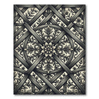 Ornate Wood Lattice Floral Medallion Rug