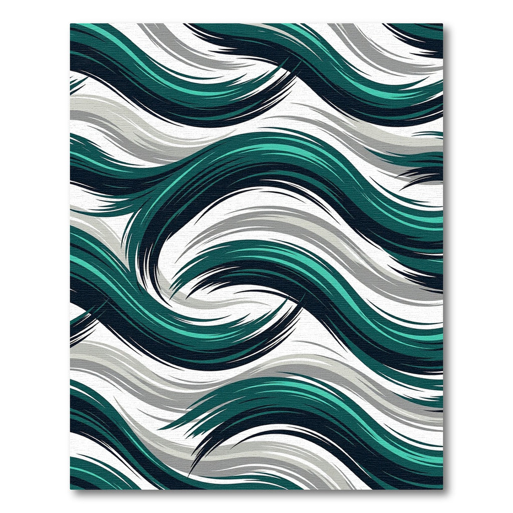 Teal and Slate Abstract Flowing Wave Rug