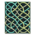 Modern Sage Teal Interlocking Ribbon Curve Rug