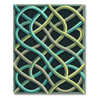 Modern Sage Teal Interlocking Ribbon Curve Rug