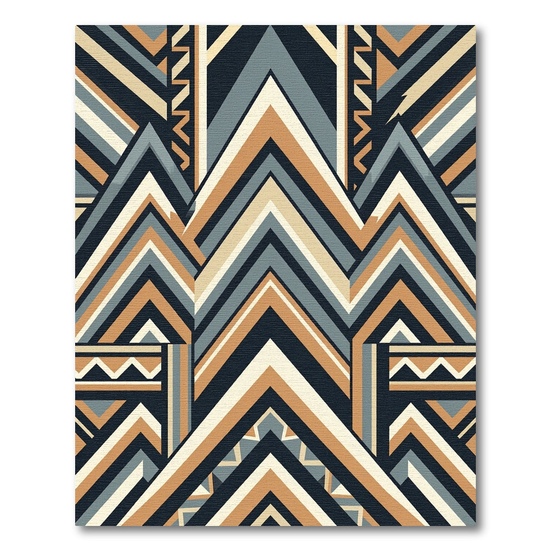 Geometric Peaks Brown Gray and Cream Rug