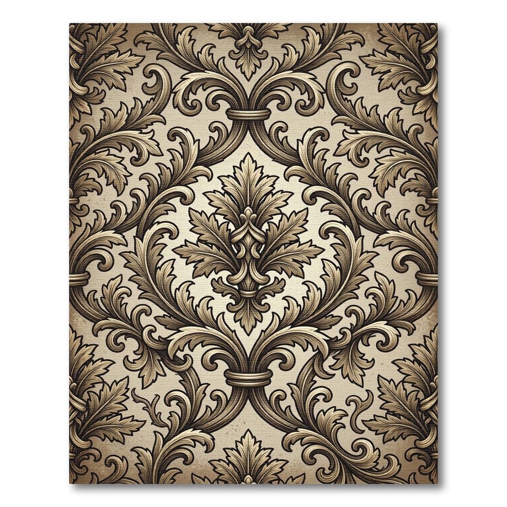 Vintage Beige Acanthus Scroll Rug
